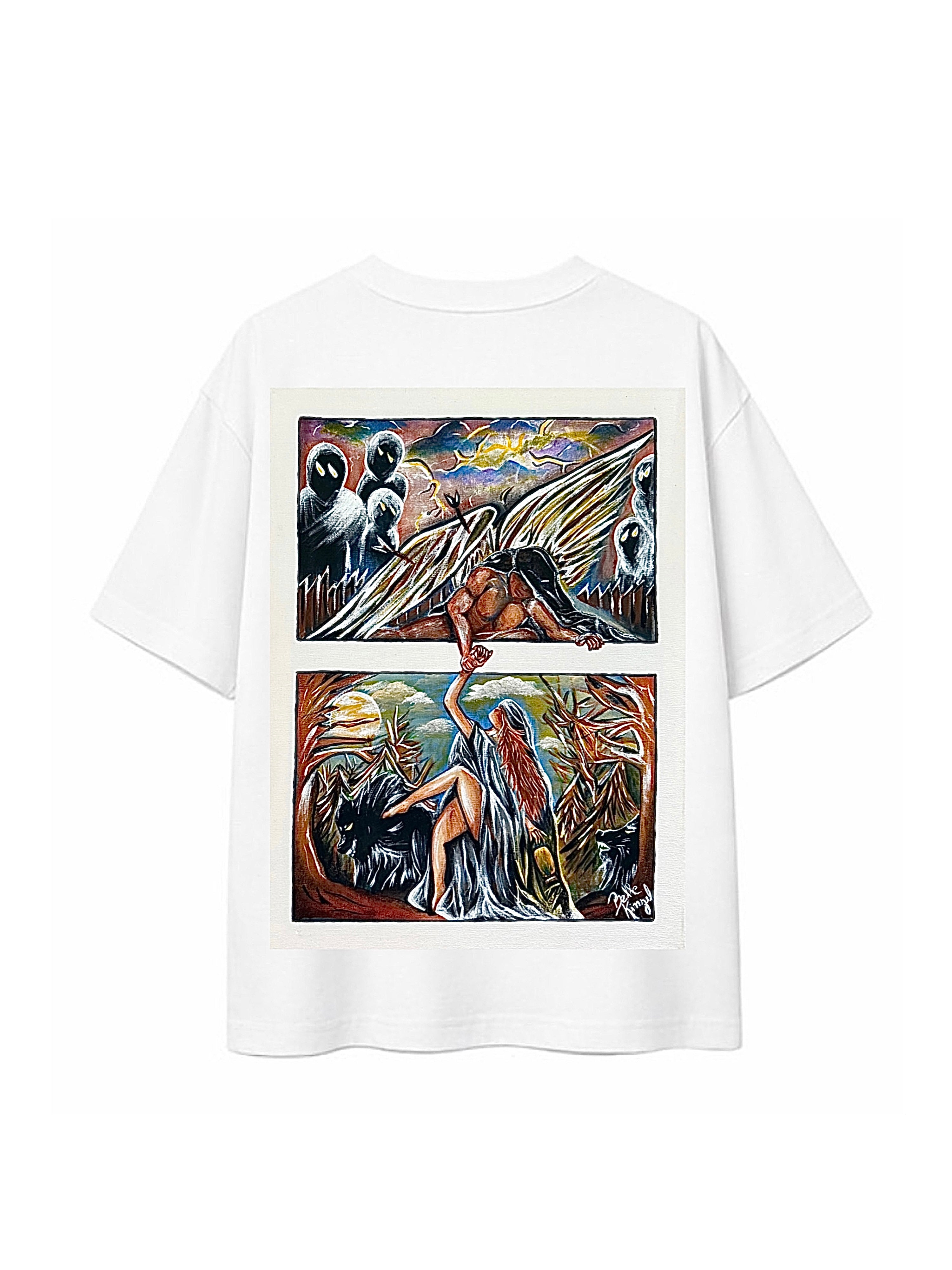 CAMISETA OVERSIZED PINTURA "ÊXODOS" - ESTAMPA COSTAS