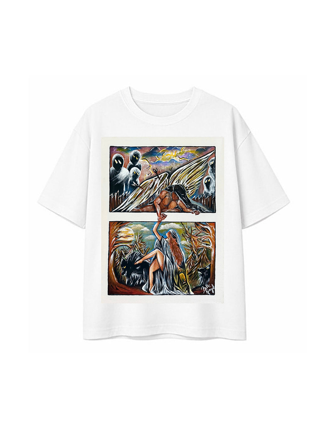 CAMISETA OVERSIZED PINTURA "ÊXODOS" -ESTAMPA FRENTE