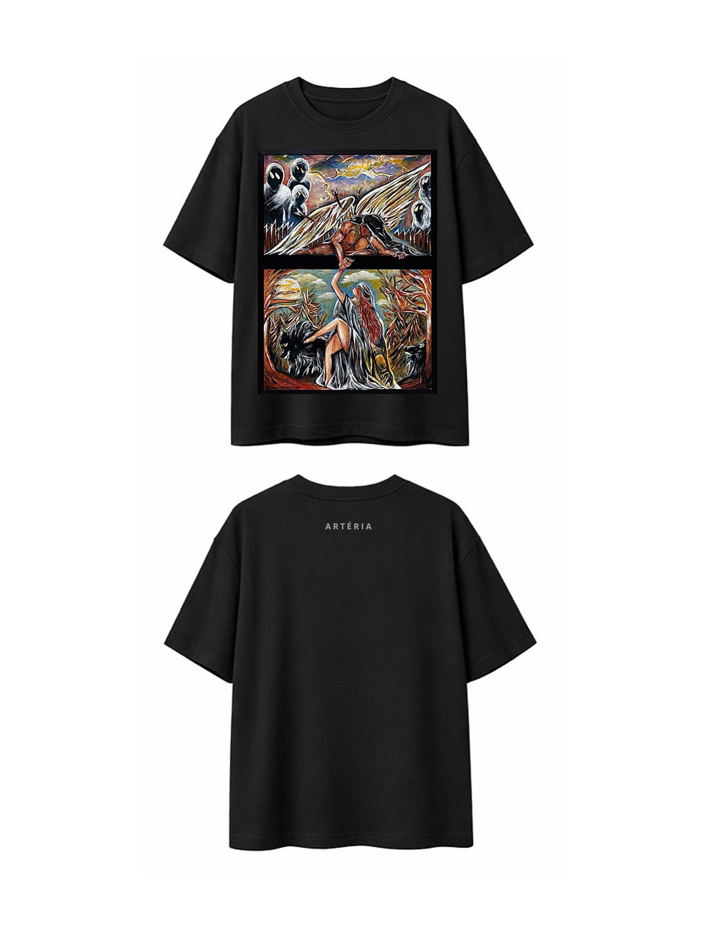 CAMISETA OVERSIZED PINTURA "ÊXODOS" -ESTAMPA FRENTE