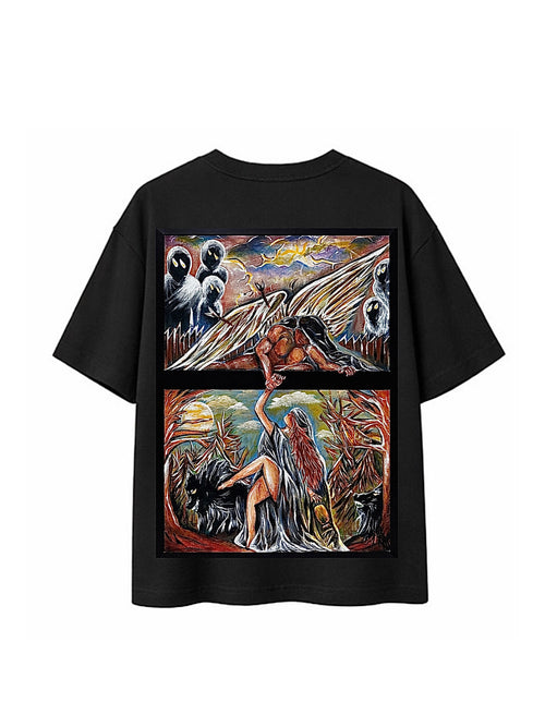 CAMISETA OVERSIZED PINTURA "ÊXODOS" - ESTAMPA COSTAS